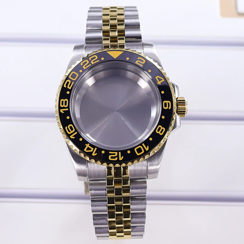 

Silver Gold 40mm Watch Case Sapphire Glass For SUB Nh35 GMT Nh34 Nh36 Nh70 Nh72 2824 Miyota8215 Movement Case Strap Slide Buckle