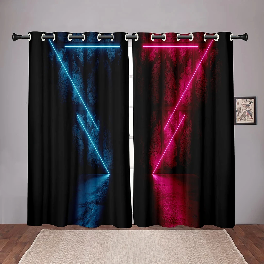 Thick Neon Emitted Light Cool Kids Blackout Window Curtain for Bedroom Living Room Bathroom Kicthen Door Hall Home High Shading