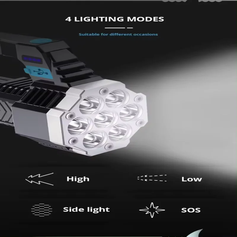 Flashlight Strong Rechargeable Ultra Bright USB Outdoor Long Range High Power Household Durable Portable Searchlight