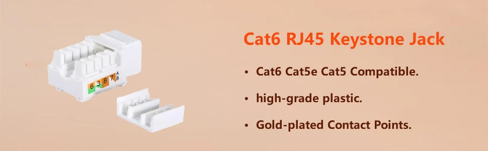 ZoeRax 10 Stück Cat6/5e Keystone-Buchse, RJ45 Keystone-Buchse, Cat6-Netzwerkkoppler, Ethernet-Wandbuchse (nicht kompatibel mit Patchpanel) – Detail 2