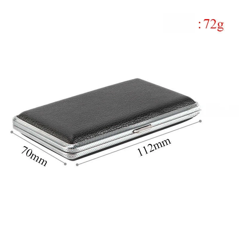 

Ultra-Thin Leather Metal Cigarette Box Portable Hand Roll Men's Gift Simple Design Smoking Case Zipper Closure Carry-On Size