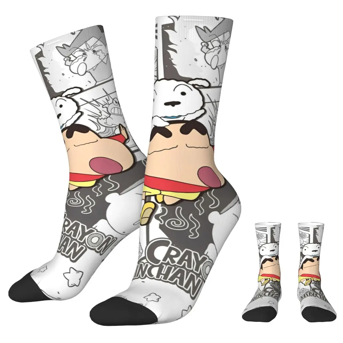 Crayon Shin-chan Comic Autumn Winter Hip-hop Women MenSocks Japanese Anime Non-slip Skateboard Socks