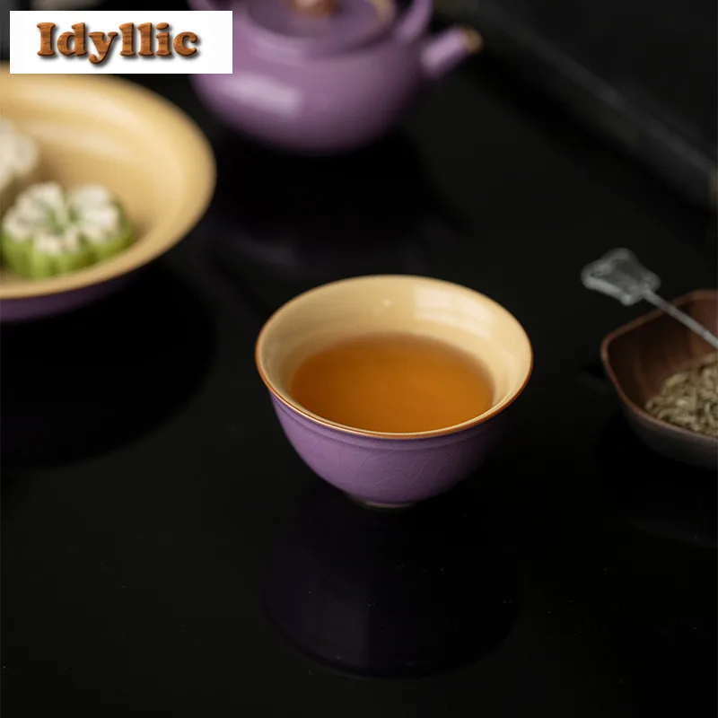 2 قطعة/الوحدة الأرجواني رو فرن فنجان الشاي الإبداعية وعاء الشاي القدح الشاي تذوق كوب شخصي Chazhan ماستر أكواب Teaware اكسسوارات الحرفية 75 مللي #2