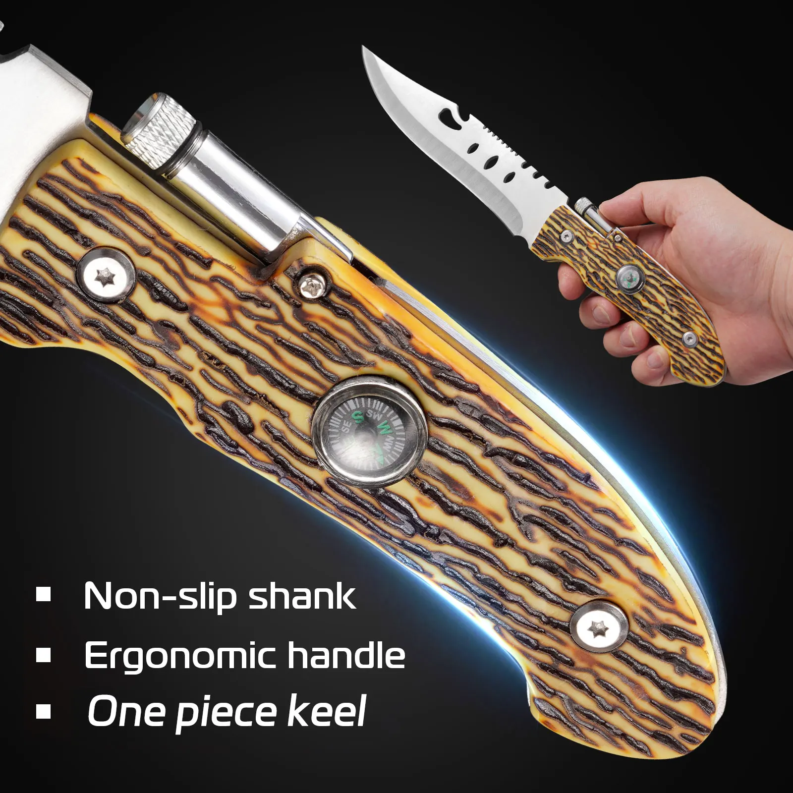 1pc Sharp Military Tactical Knife, Self-Defense, Suitable for Wild Adventure Survival, Fishing Multi-use Knife