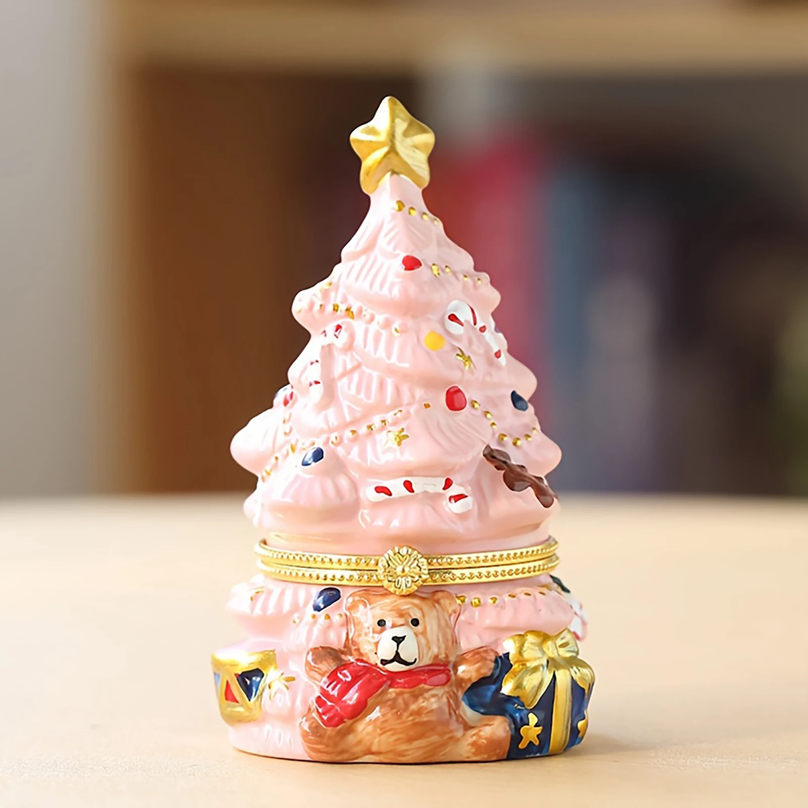 

Christmas Tree Jewelry Trinket Box Xmas Table Centerpieces Favors Ring Holder Box Suitable for Holiday Parties Desk xobw