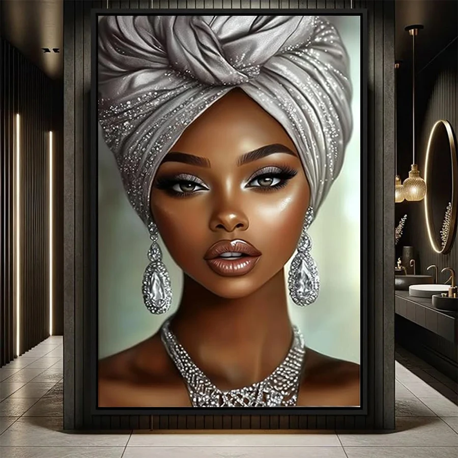 

Diamond Painting Kit New African American Beautiful Black Woman Diamond Cross Stitch Mosaic Painting Adult Home Decor