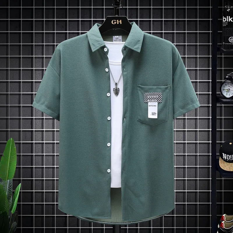 

Легкий летний мужской топ свободного кроя с узором в стиле вельвет, брендовый, из тонкой ткани, с четырехсторонним растяжением