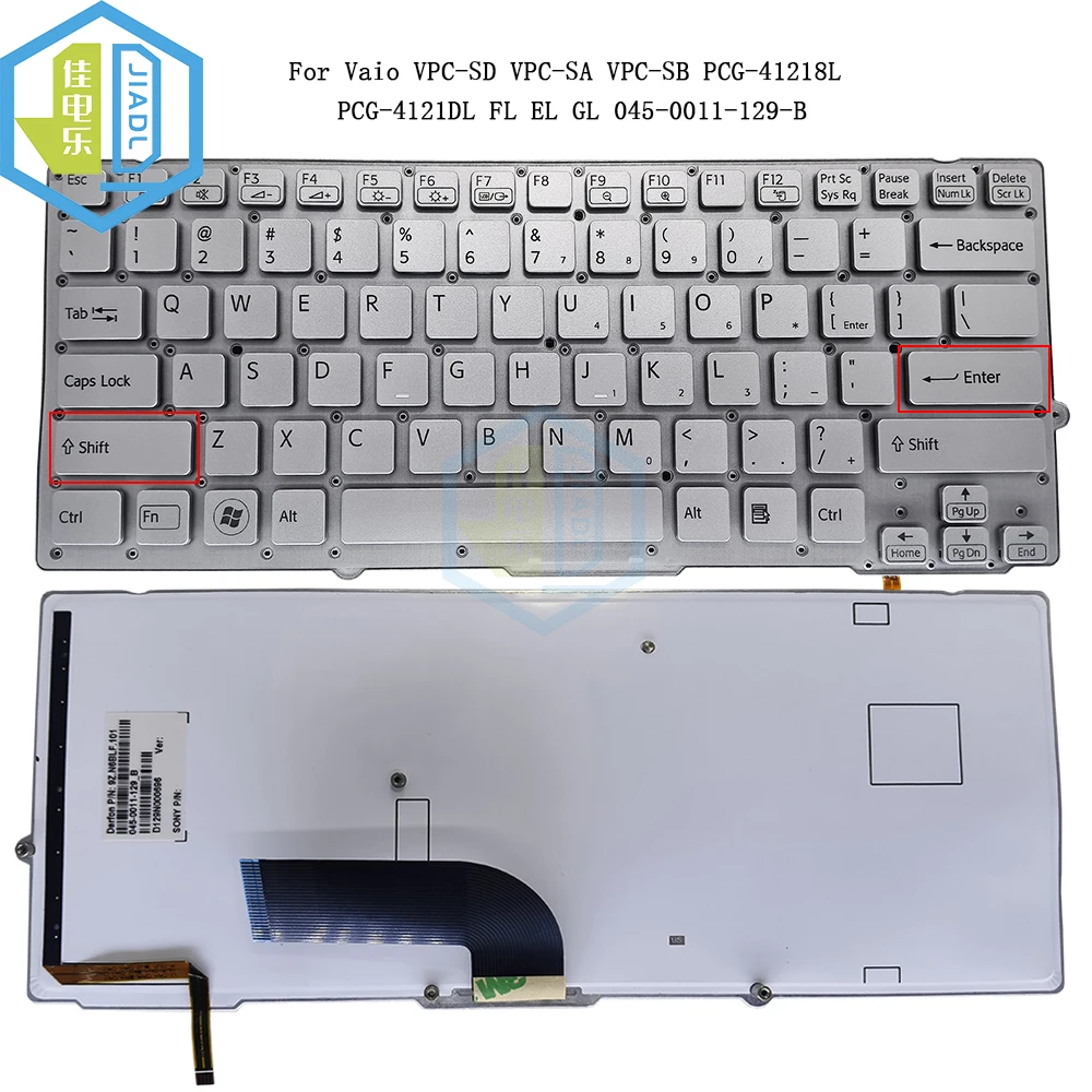 

US Arabic Laptop Backlit Keyboard For Sony VAIO VPC-SA VPC-SB VPC-SC VPC-SD PCG-4121DL PCG-4121EL PCG-41218L 045-0011-129-B New