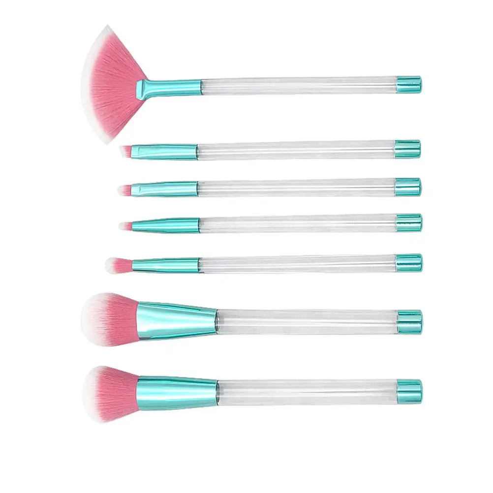

7 Pcs Makeup Brush Set Brushes with Holders Clear Eyeshadow Kit Highlighter Applicator Diy Big