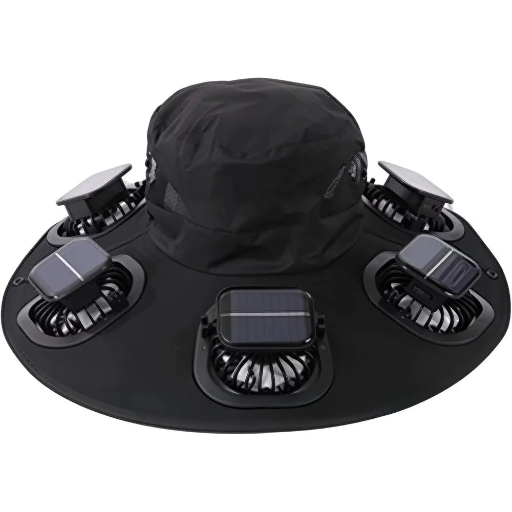 New 6 Fans Solar Fan Hat Breathable UV Protection Fan Visor Cap Solar Powered Wide Brim Solar Cooling Hat For Men