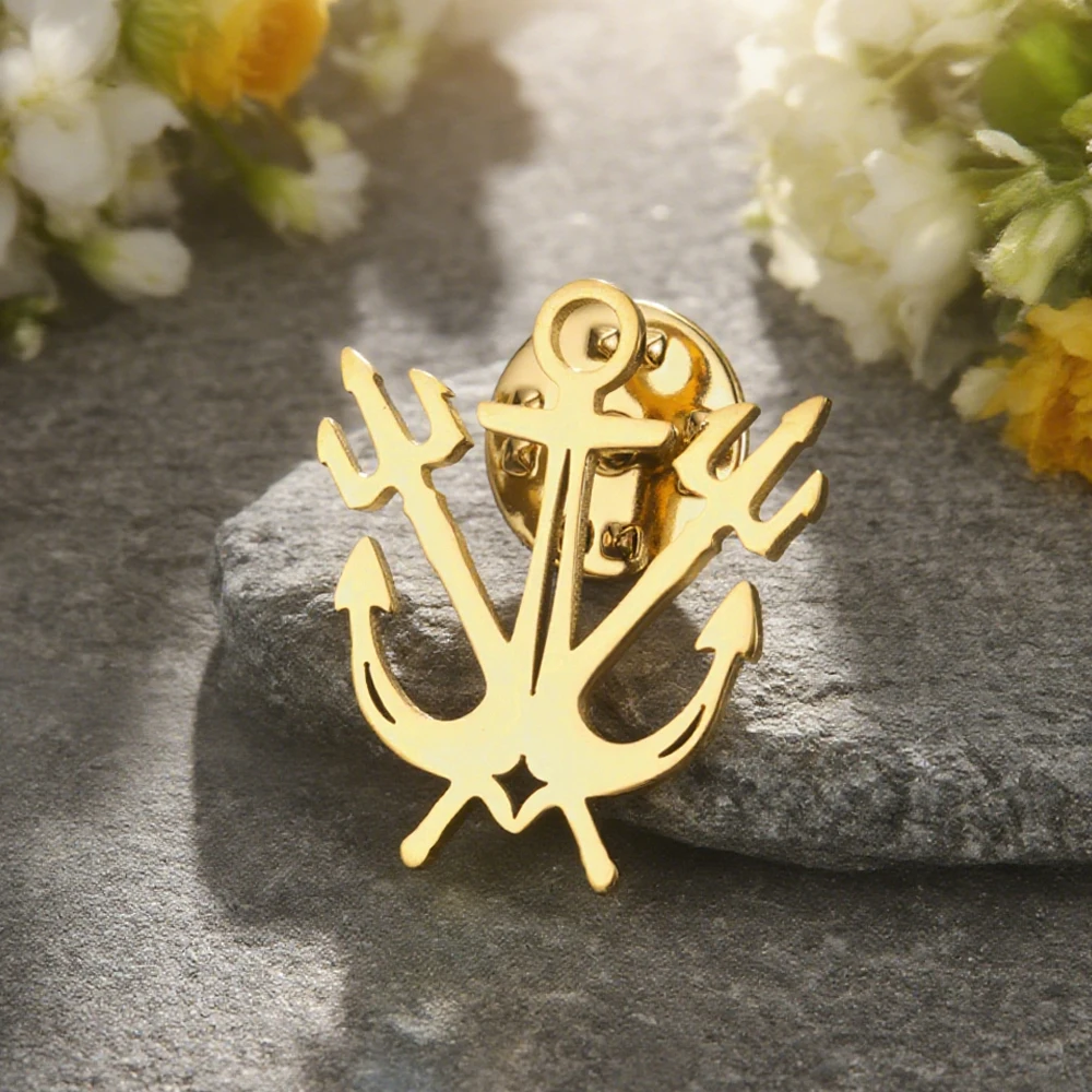 Dawapara Vintage Anker Dreizack Brosche Nordische Mythologie Anstecknadeln Edelstahl Punk Party Accessoires – Detail 6