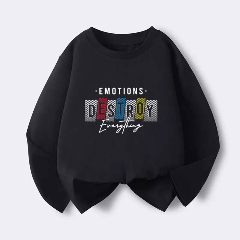 

Модная футболка с графическим принтом для маленьких мальчиков, хлопковая черная футболка, осень 2022, повседневная детская футболка для подростков 6, 8, 10, 12 лет