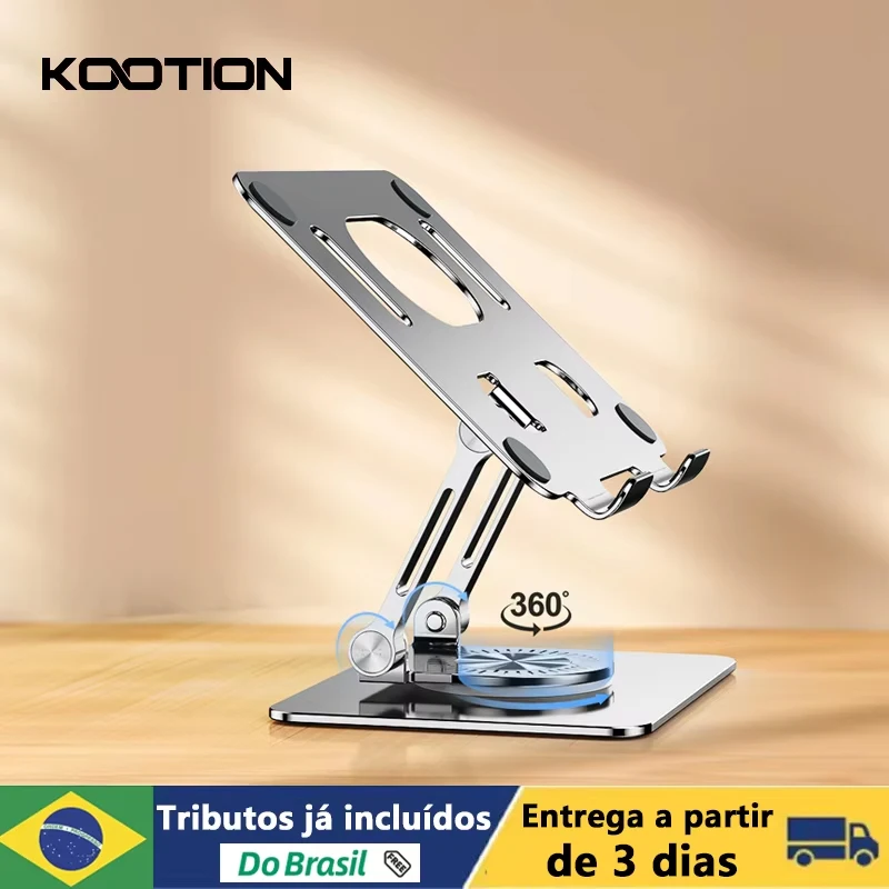 KOOTION 360° Suporte giratório para tablet, ajustável, dobrável, suporte de mesa, compatível com 5.8-12.9 polegadas, ipad pro/air min laptop
