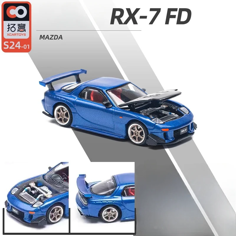 

Xcartoys PopRace 1/64 Model Car RX7 FD3S Metallic Blue Diecast Toys Premium Vehicle Collection Gifts for Adults JDM Initial D