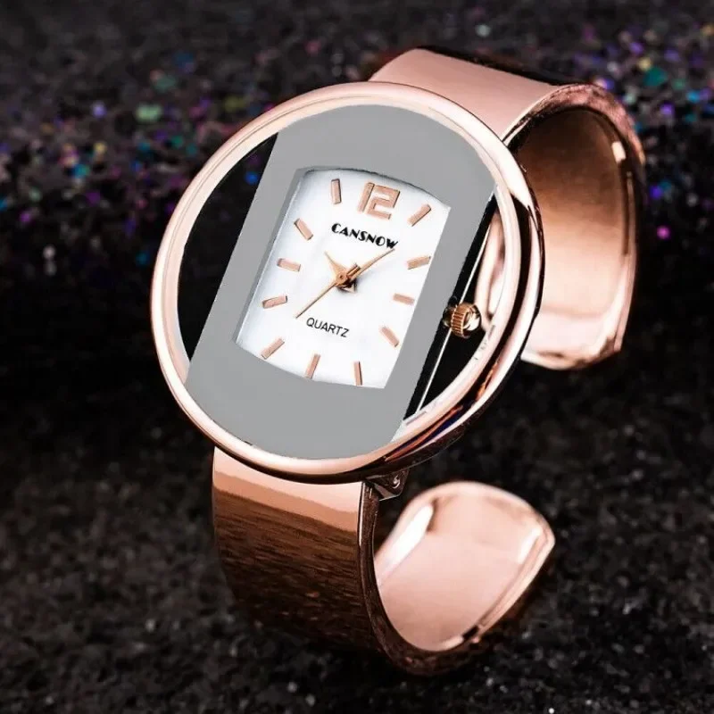 Luxury Top Brand Women Watches 2023 Fashion Big Dial Bangle Quartz Watch Elegant Dress Gold Sliver Ladies Watch montres femmes