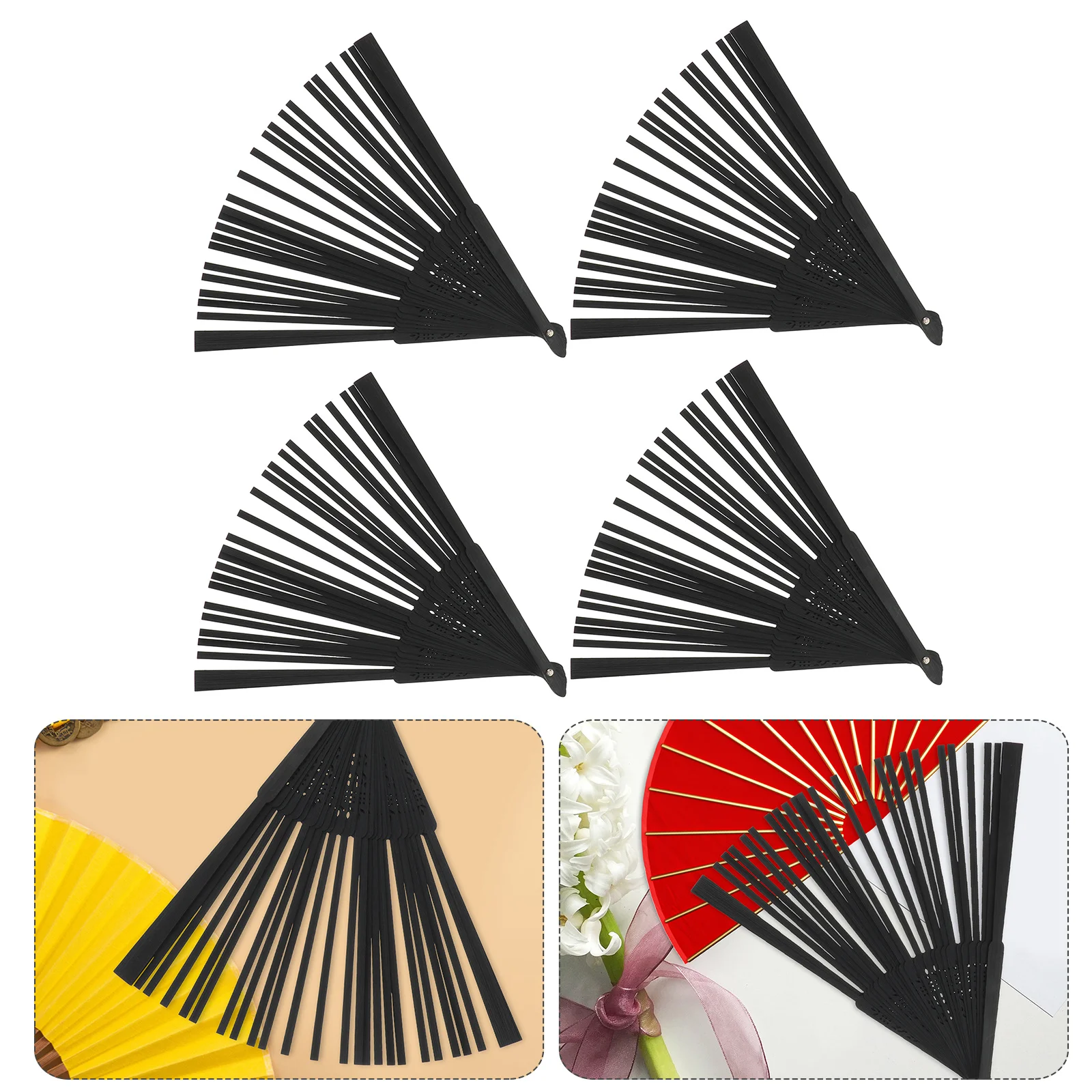4 قطع من إطار الخيزران: مجموعة أضلاع مروحة قابلة للطي ذاتية الصنع لمراوح اليد المصنوعة يدويًا على الطراز الصيني الياباني، صنع مروحة فارغة غير مكتملة #1