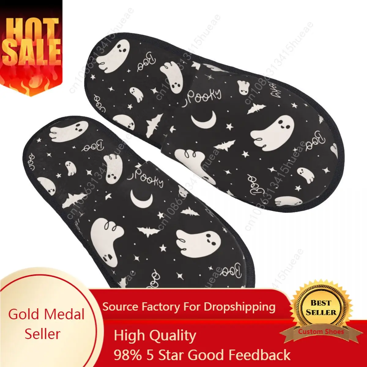 

Memory Foam Slippers Women Soft Warm Goth Occult Witch Bats House Slippers