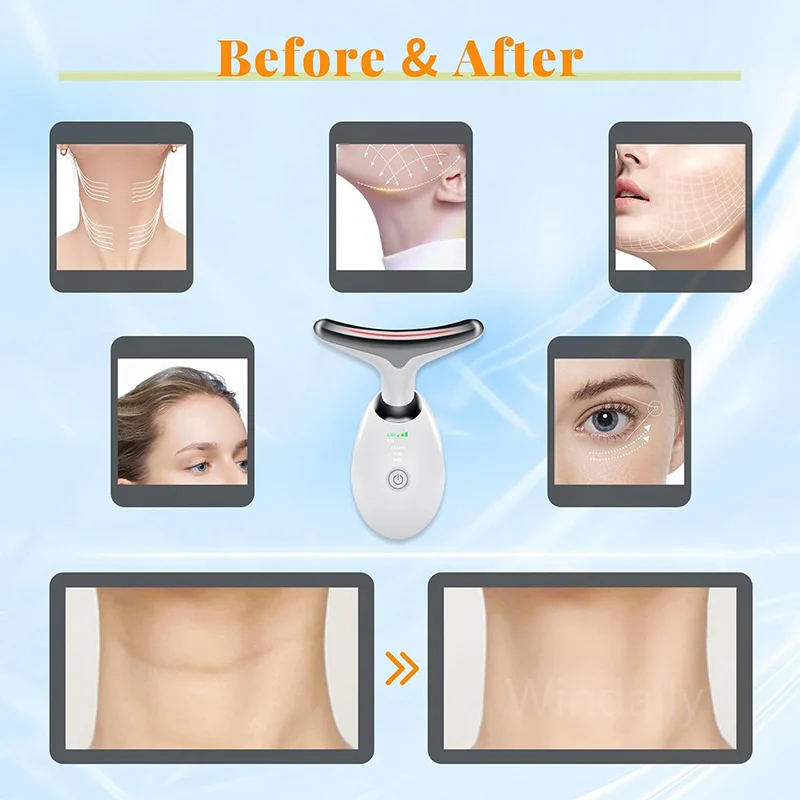 Microcurrent Face คอ Lifting Massager LED Photon Therapy ผิวกระชับนวดลด Double Chin ต่อต้านริ้วรอยอุปกรณ์ความงาม
