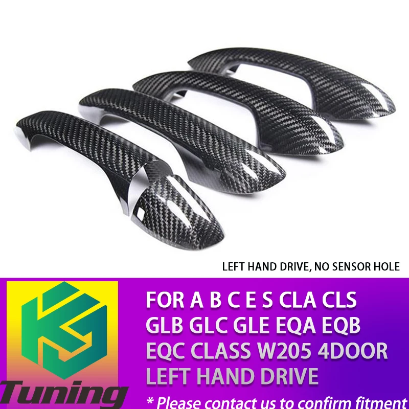 Full Dry Carbon Fiber Door Handle Cover Trim for Benz A B C E S CLA CLS GLB GLC GLE EQA EQB EQC W205 4 Door 5 Pieces LHD/RHD