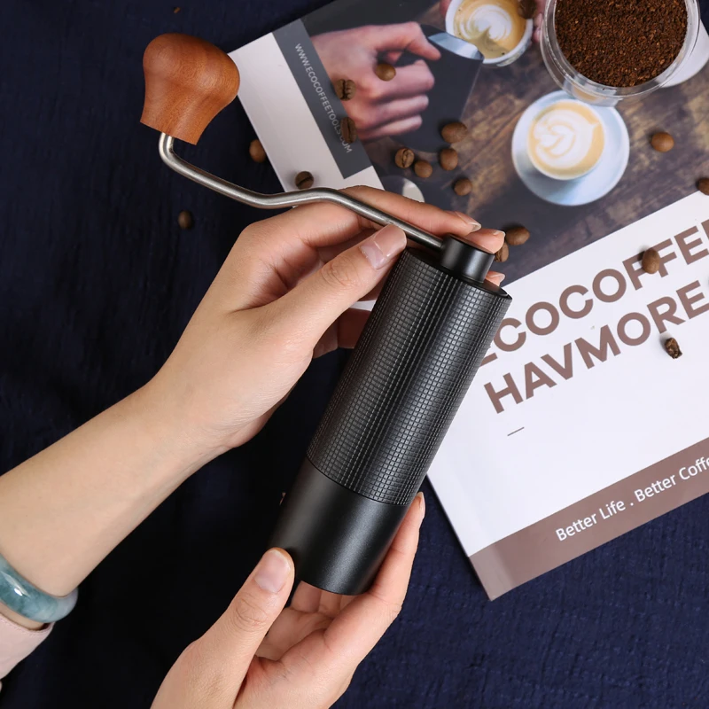 Professional Manual Coffee Grinder Upgrade All-metal Body  Anti-slip Design Portable Grinder Burr Inside
