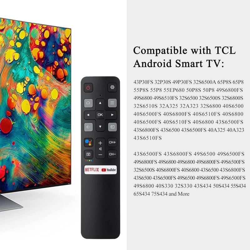New Replaced Remote RC802V FNR1 Fit for T-C-L Android 4K Smart TV [NO Voice Function]