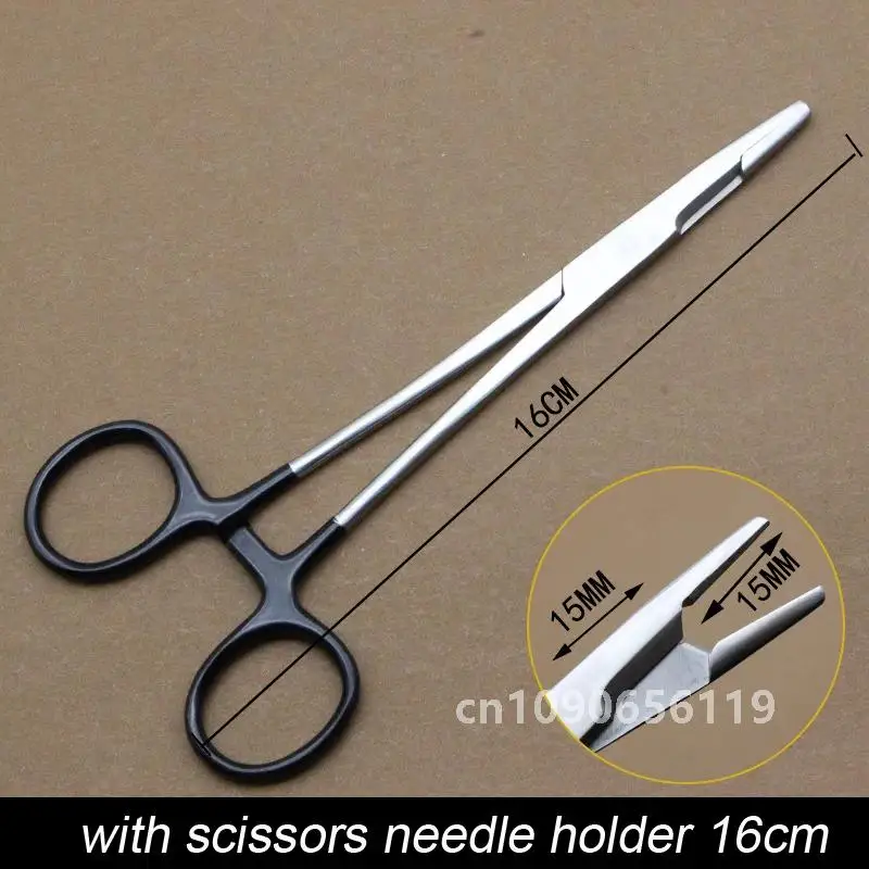 1pcs stainless steel Multifunctional needle holder insert with scissors needle holder for plastic surgery double eyelid tool