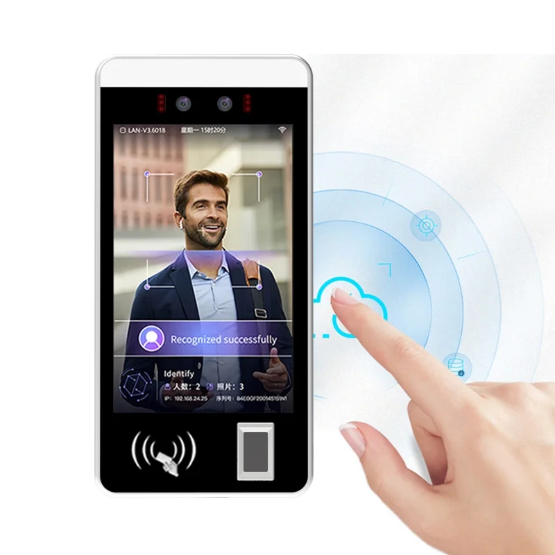 8-Inch Touch Screen Biometric Attendance System Facial Recognition Fingerprint Access Control Android 11 NFC WiFi Night Vision