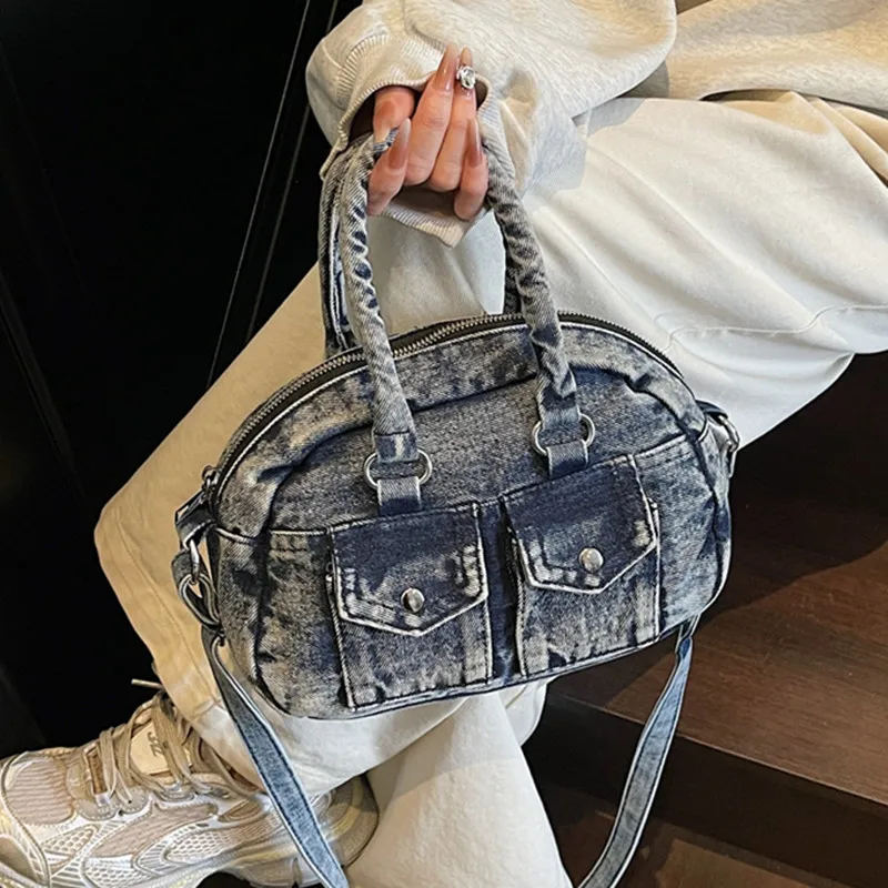 

Women Street Handbag Fashion Denim Tote Bag Casual Shoulder Crossbody Bags Shopping for Trendy Vintage Women Messenger bags
