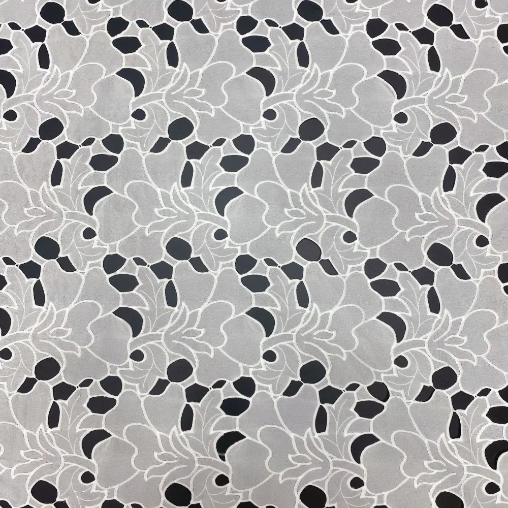 Chiffon Cloth Hollow Embroidery Lace Fabric for Fashionable Women Dress Making Designer Fabric By The Yard view 5