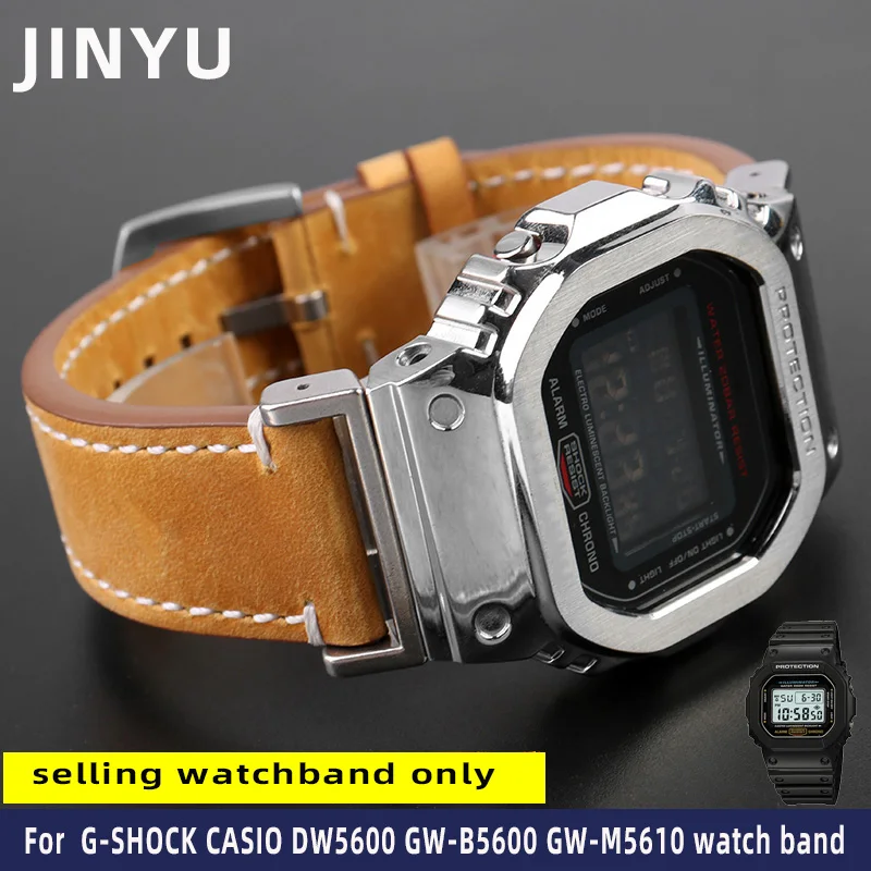 DW5600 Vintage cowhide Watchband For G-SHOCK Casio DW-5600 GW-B5600 GW-M5610  Retrofitted Vintage Leather Wristband 16mmristband 16mm