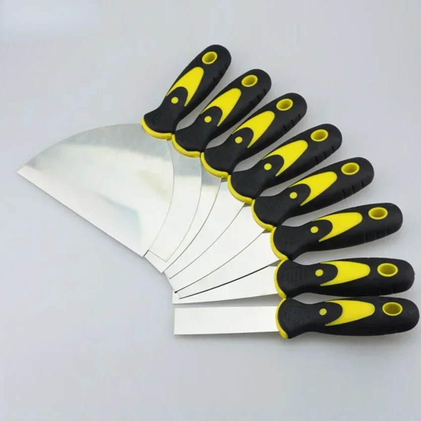 1 set Stainless Steel Putty Knife Filling Spatula Wallpaper Stripper Paint Tool Plaster Shovel Wood Handle Construction Tool