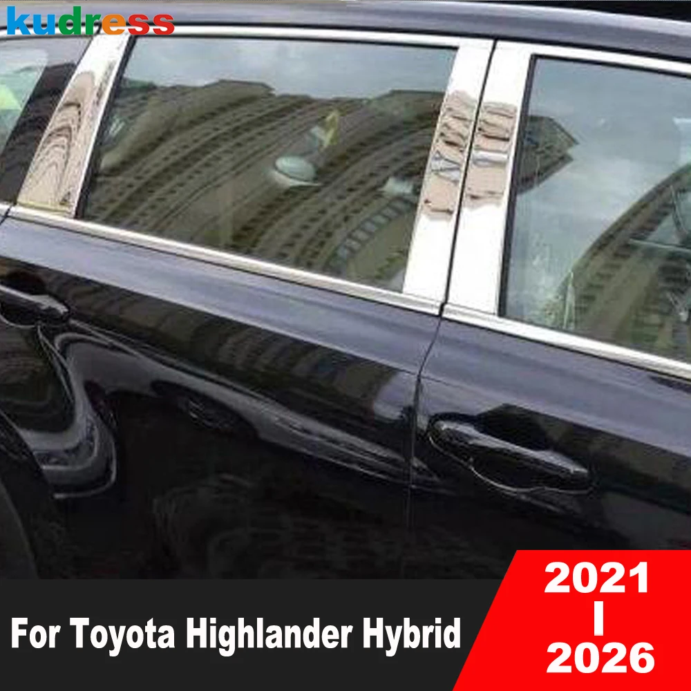 

For Toyota Highlander XU70 Kluger Hybrid 2021-2024 2025 2026 Steel Car Window Center Pillar Post Strip Cover Trim Accessories