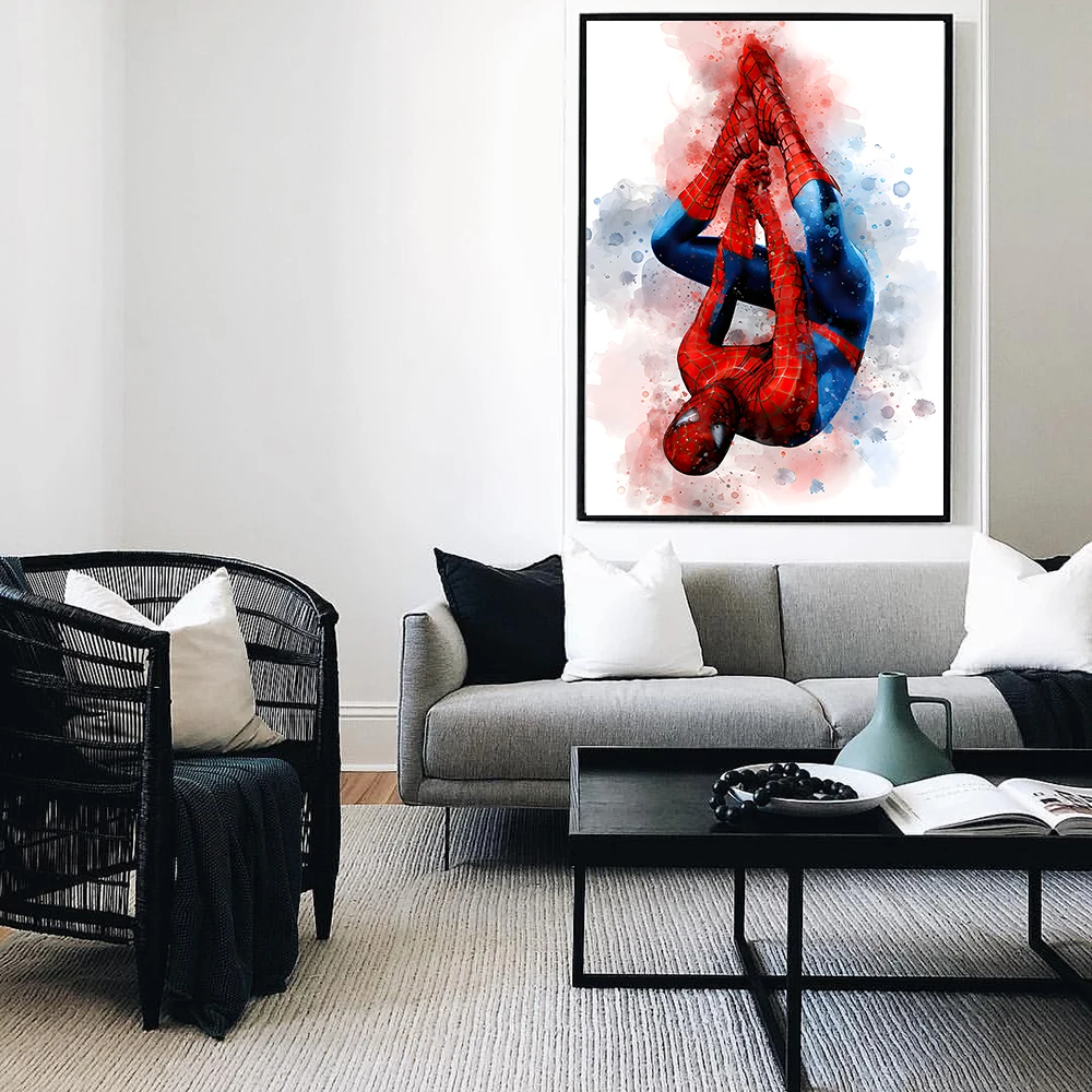 MINISO Marvel película vengadores acuarela lienzo carteles Spiderman Iron Man Hulk arte de la pared del hogar pintura impresiones decoración de la