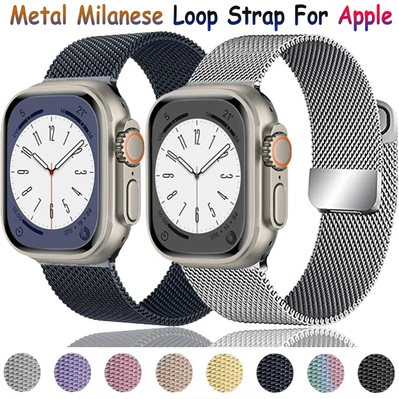 Milanaise-Loop-Armband für Apple Watch Ultra 2, 10, 9, 8, 7, 6, 5, 4, Metall-Doppelabschnitt-Magnetarmband iWatch 49/45/44/41/40/42/46 mm