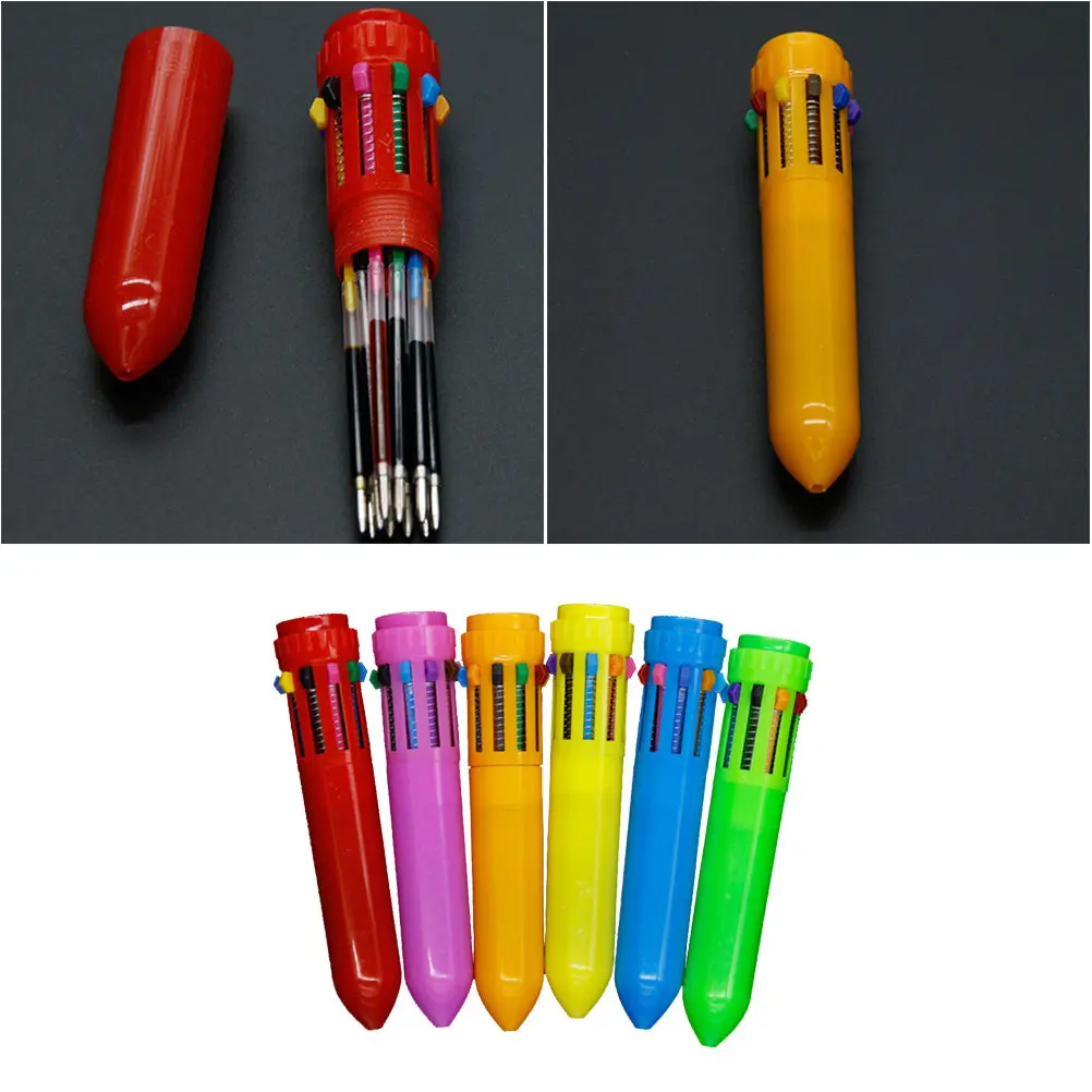 12Pcs 10 in 1 Retractable Ballpoint Pens Multicolor Roller Pens Smooth Writing Perfect for School Office Note Taking