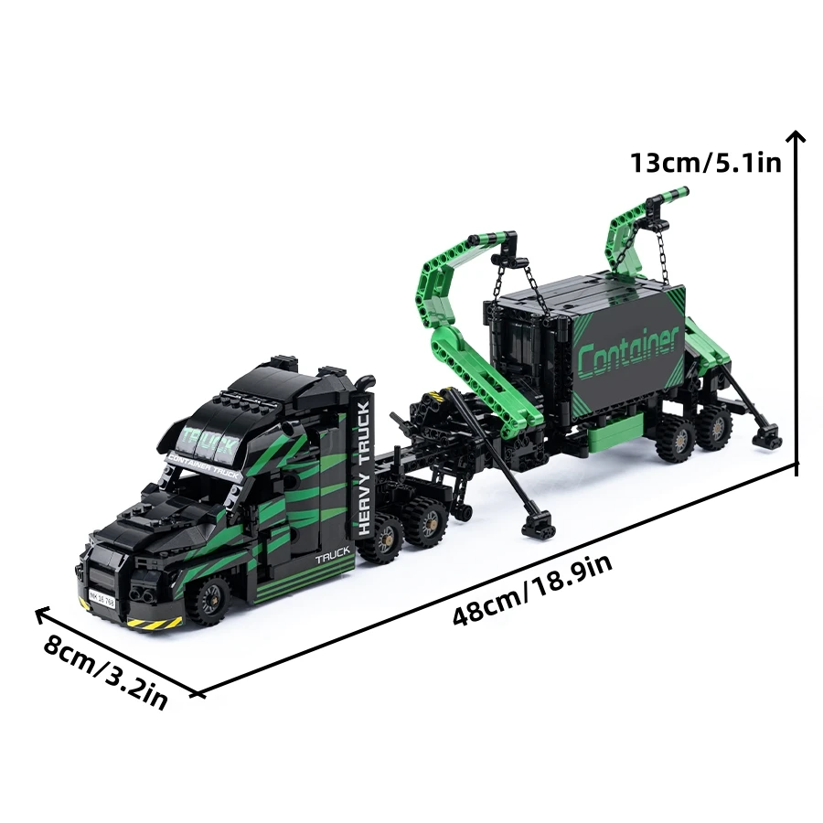 1202 قطعة شاحنة الهندسة التقنية للمدينة اللبنات Markesd حاوية نموذج مركبة MOC تجميع الطوب هدية لعبة أطفال #6