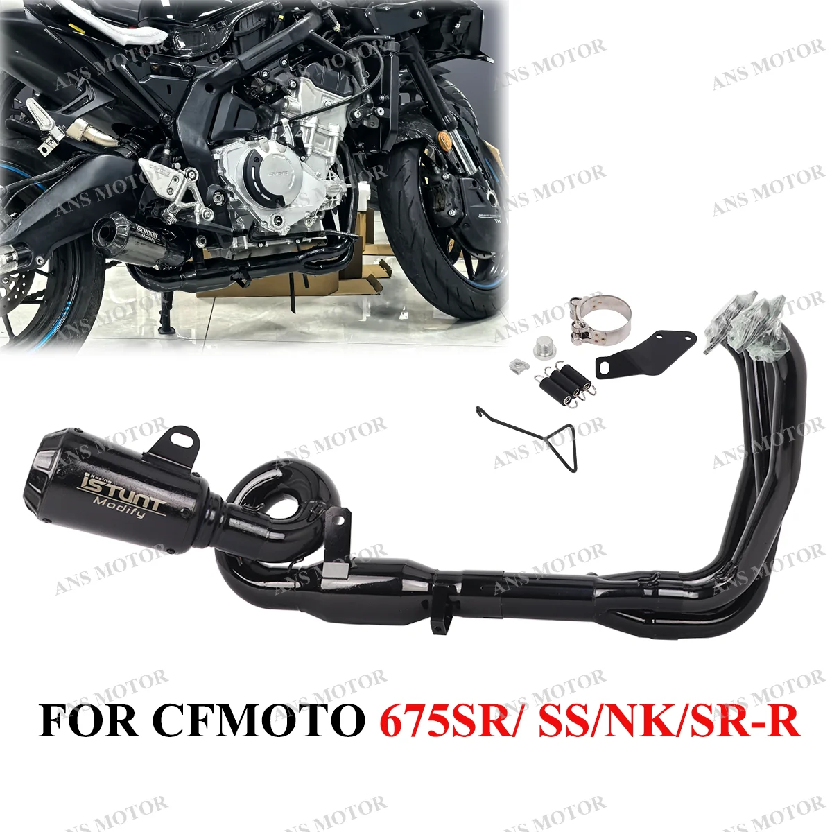 

Slip On For CFMOTO 675SRR 675SR 675NK 675SS 2024 2025 Motorcycle Exhaust Escape Full System Front Link Pipe Short Exhaust