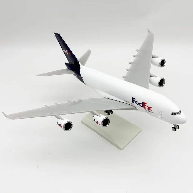 30cm Plastic Model A380 Fedex Airplane Model Diecast 1/240 Scale Aircraft With Landing Gear Miniature Aviation Collectible Gifts