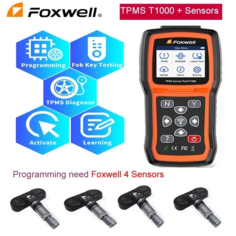 

Foxwell T1000 TPMS Magnet Service Tool TPM Sensor Decoder Check RF Key FOB Tire Pressure Monitoring System Auto Tester