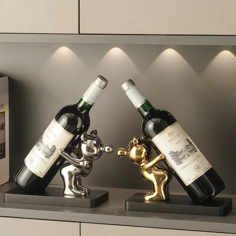 Soporte para botella  aceite  vino de oso, decoración  estante de vino, decoración  gabinete  vino, entrada del hogar,