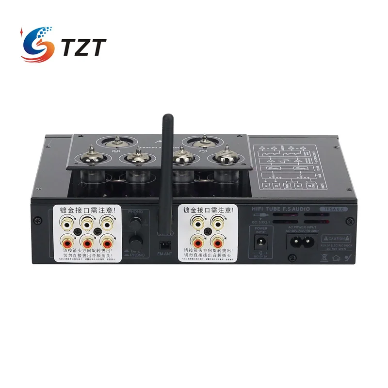 TZT Bluetooth Tube Preamplifier Tube Preamp MM/MC Phono Preamplifier HIFI TUBE F.S AUDIO TFSA6.0