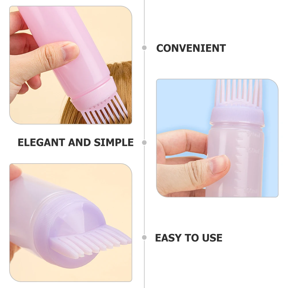 

3 pcs Hair Care Massage Comb Dye Shampoo Color Application Bottles Applicator Purple Pink Oil Scalp Coloring Tool