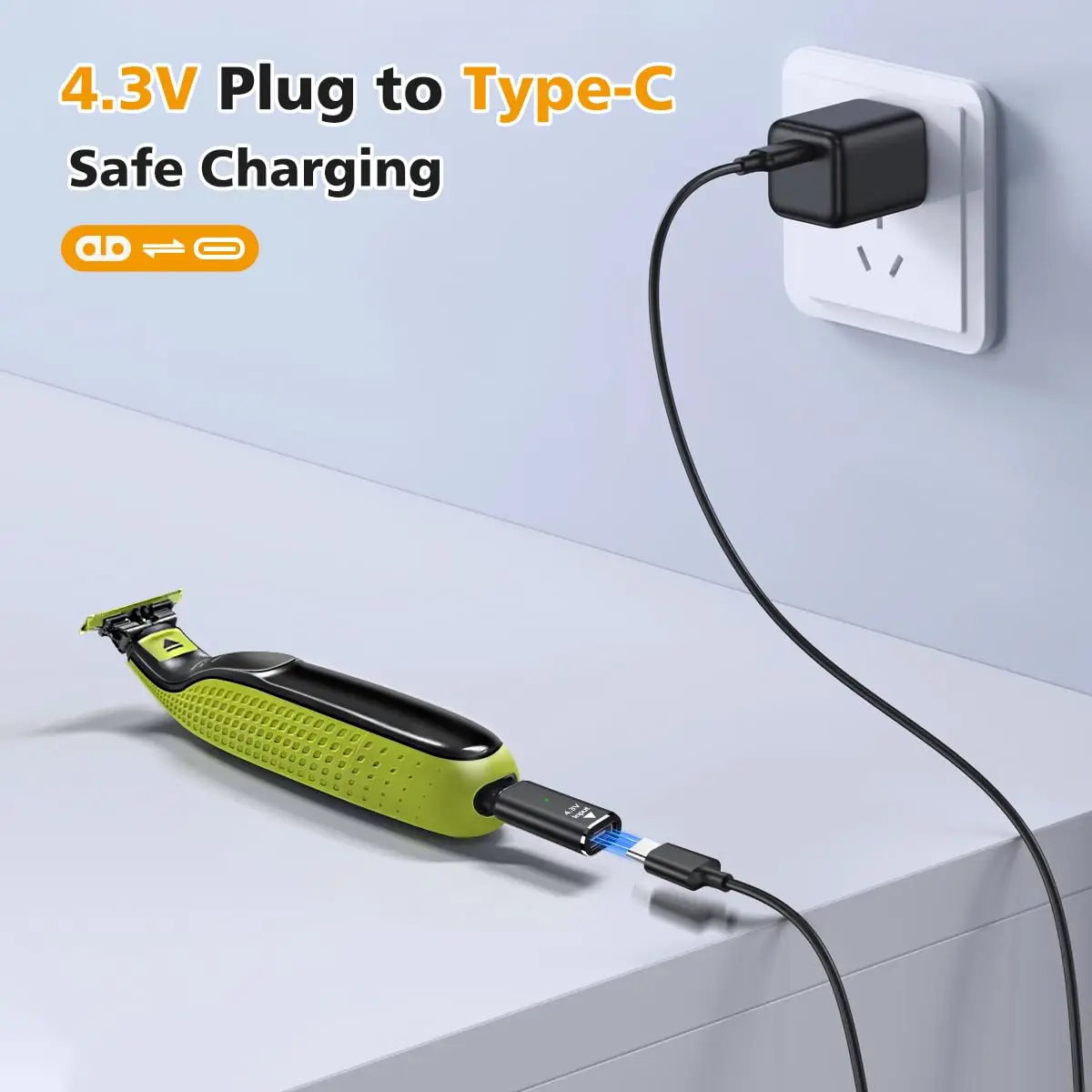 4.3V Type-C Shaver Adapter Charger Converter Fit for Philips Norelco OneBlade QP2520 QP2620 QP2515 QP2510 Shaver