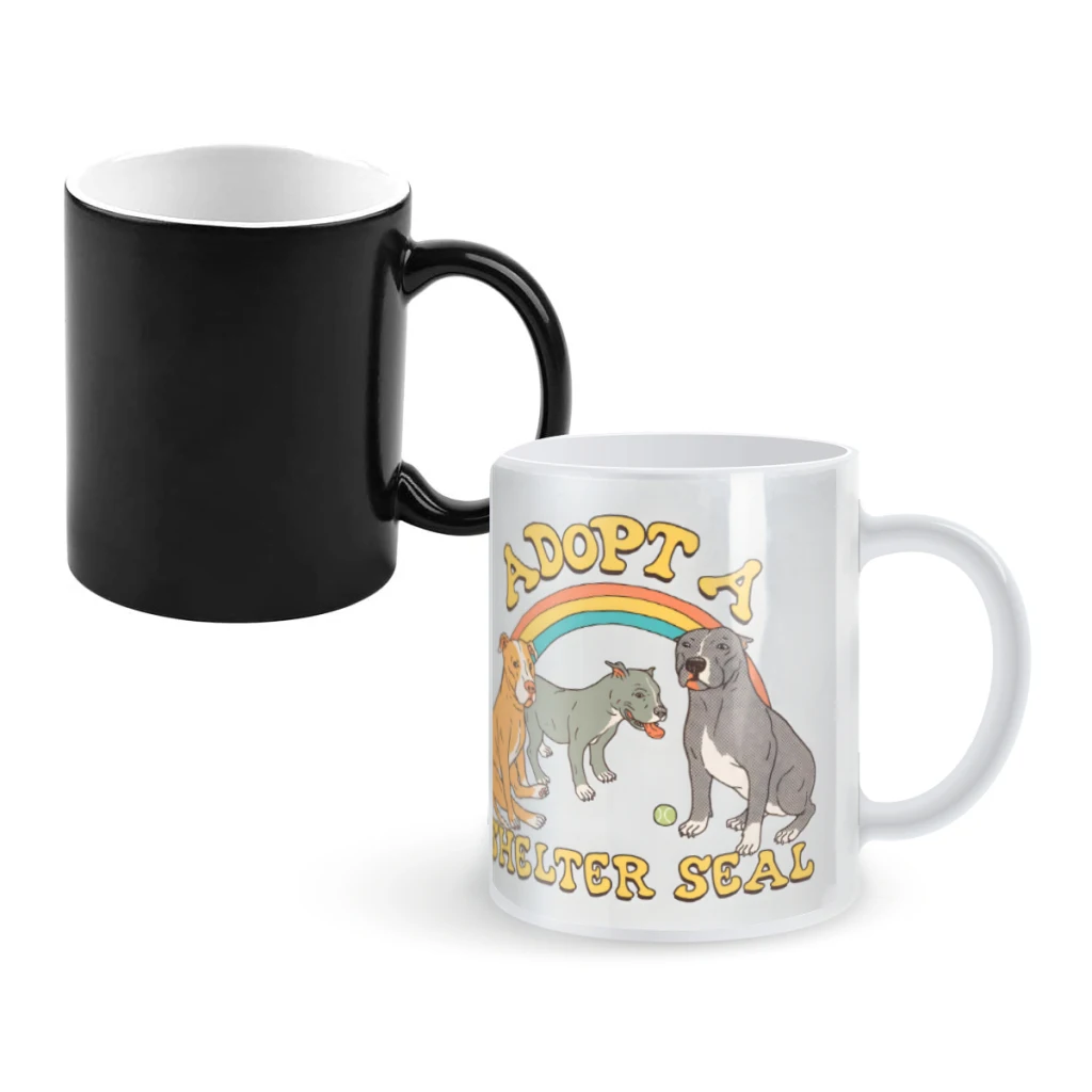 

Adopt A Shelter SealCoffee Mugs And Mug Creative Color Change Tea Cup Ceramic Milk Cups Novelty Gifts