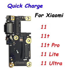 Placa de carregador para xiaomi 11 lite, 11t, 11 pro, 11 ultra, conector porta usb, cabo de carregamento com microfone