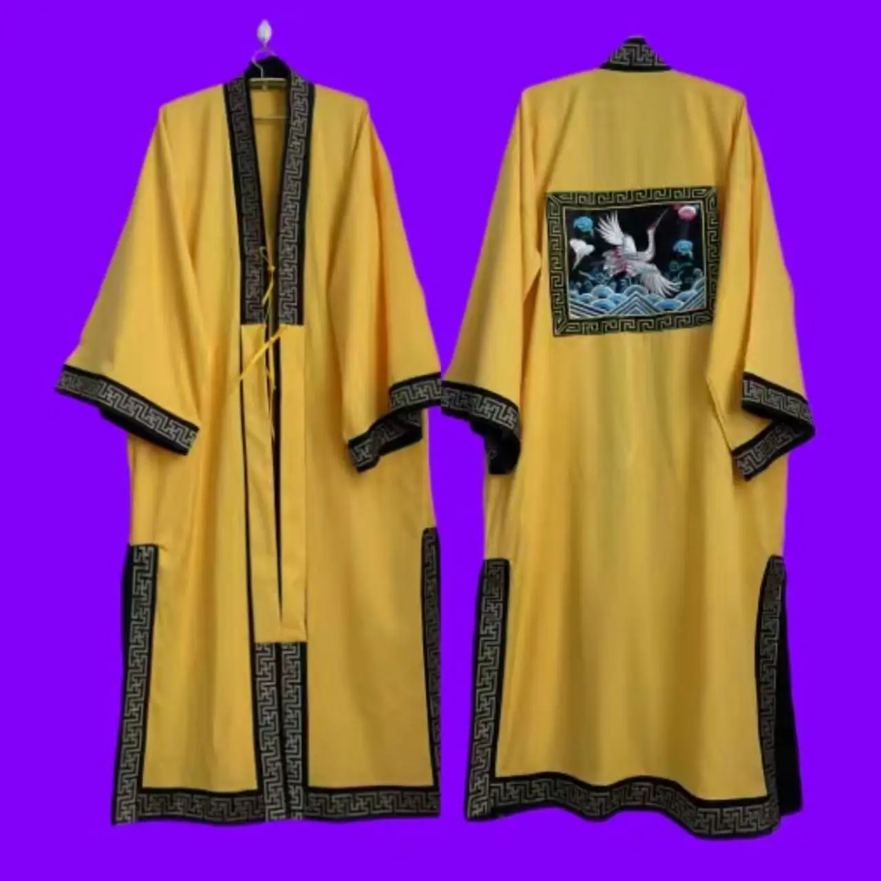 Taoistyczna szata Tradycyjne chińskie ubranie Kołnierz z zakładką Mieszanka materiałów Duże rękawy Długa szata Vintage Strój do ćwiczeń porannych w świątyni