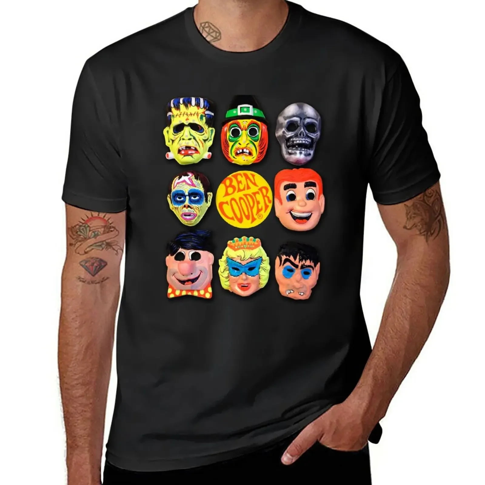 

Vintage Ben Cooper Halloween Masks T-Shirt tops customs design your own for a boy black t-shirts for men