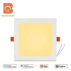 Benexmart WiFi Zigbee 15W LED Downlight Smart Square Recessed Ceiling Light RGBCW Works with Tuya Alexa Google Home Control