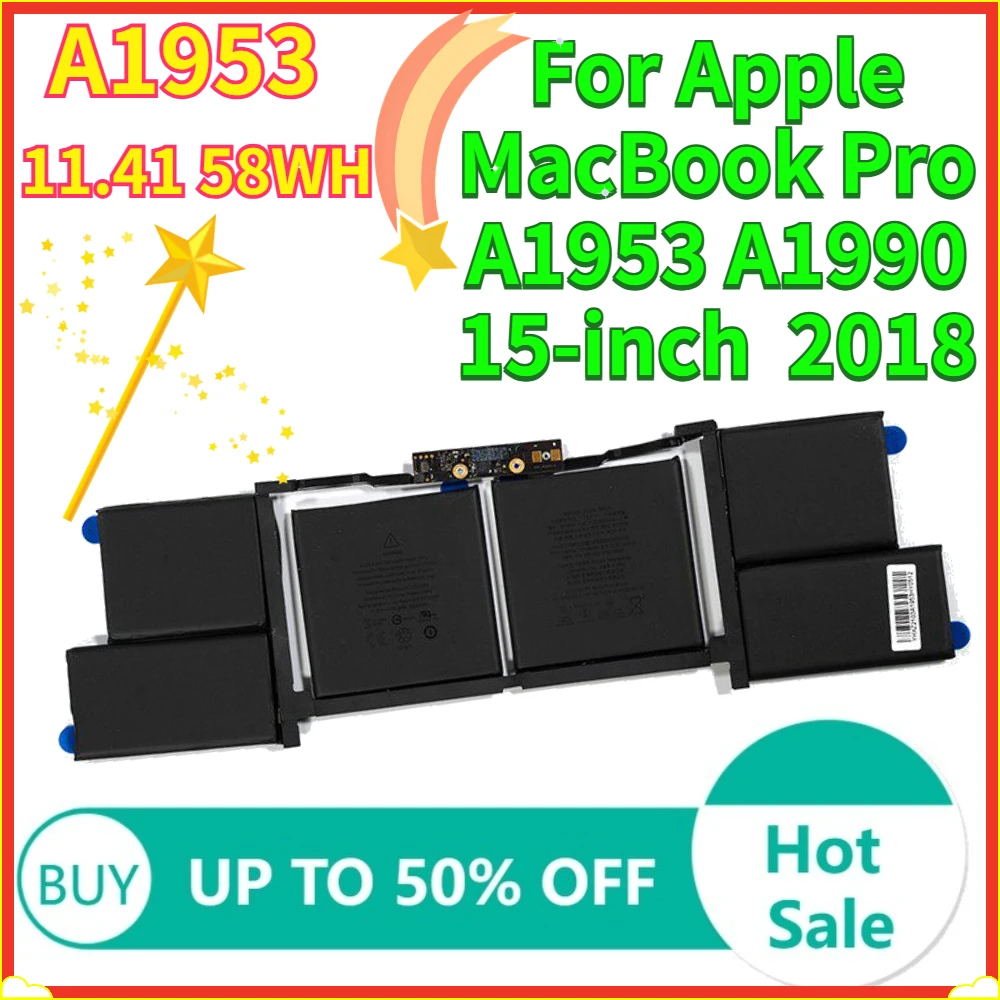 

11.41V 58WH A1953 Laptop Battery For Apple MacBook Pro 15 inch A1990 2018 2019 EMC3215 EMC3359