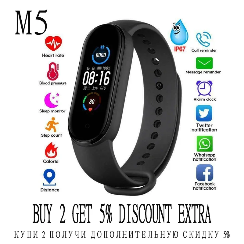 M5 Fitness Smart Watch Band Heart Rate Blood Pressure Sport Smartwatch for IOS Step counter Pedometer Podometro cuenta pasos